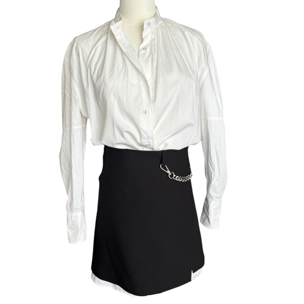 Maje Trompe L'oeil Crepe & Poplin Mini Dress White & Black 34/0/XS - Picture 5 of 13